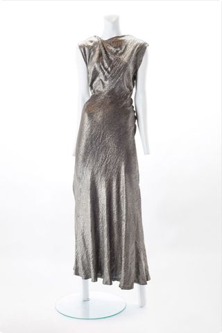 1930s Silver Lame Bias Gown