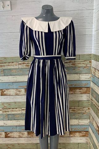 80s - Going 1940s Stripe Dress