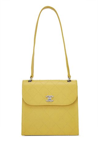 Yellow Quilted Caviar Shoulder Bag