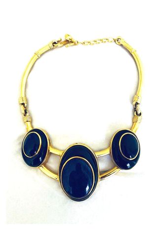 Signed Enamel Goldplated Chunky Collar Necklace