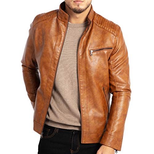 Men's Stand Collar Leather Jacket