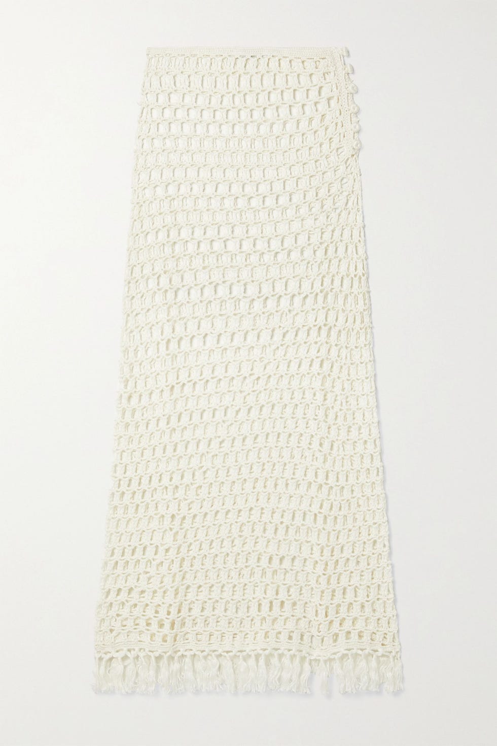 Tasseled crocheted bamboo midi skirt