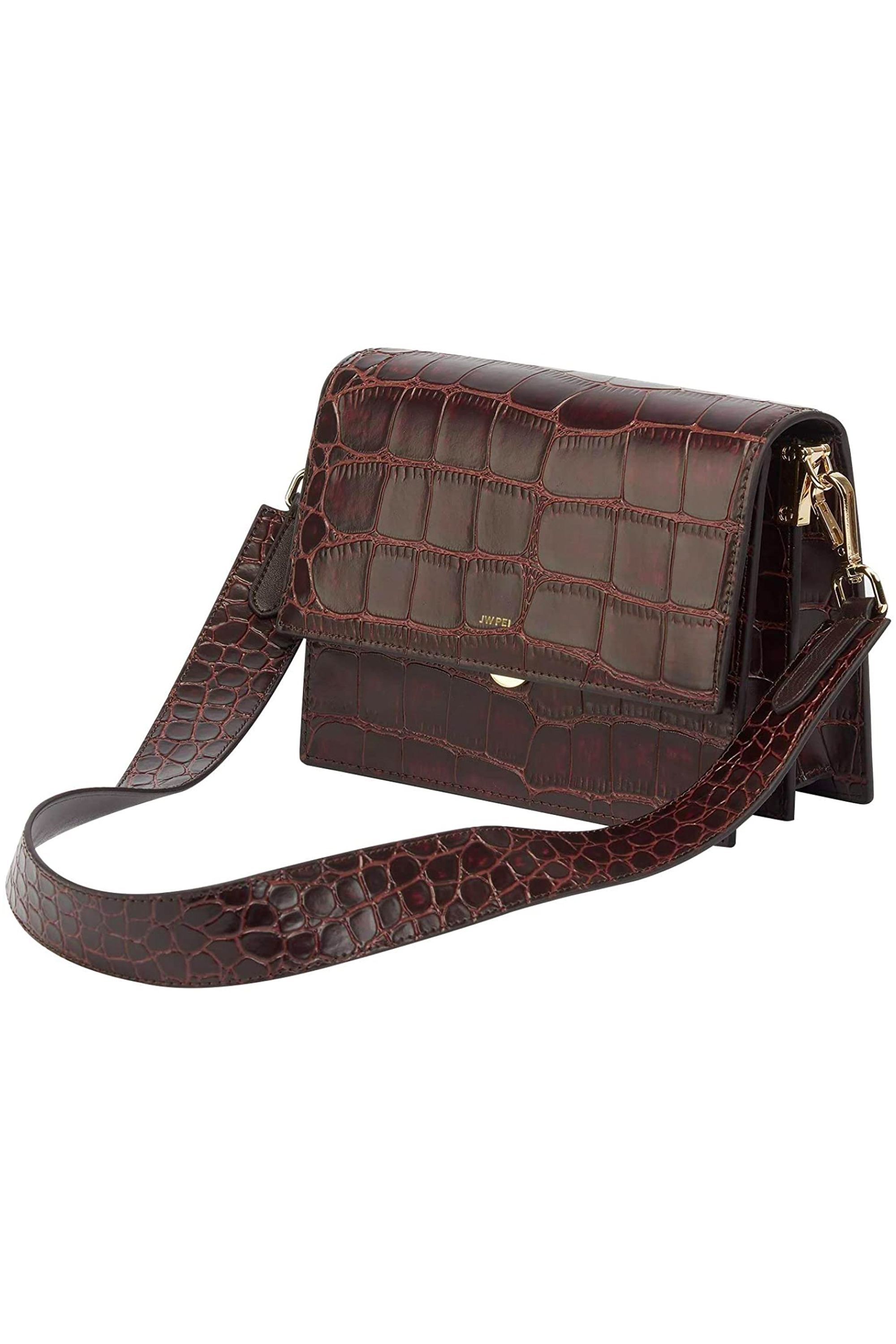 Womens Faux Leather Croc Print Messenger Shoulder Handbag Purse Ladies Bag 