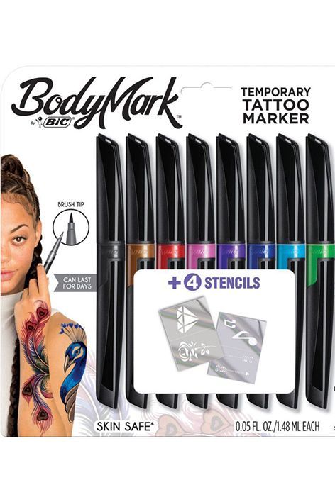 Temporary Tattoo Marker Pens, 10 Body Markers, Butterfly Temporary