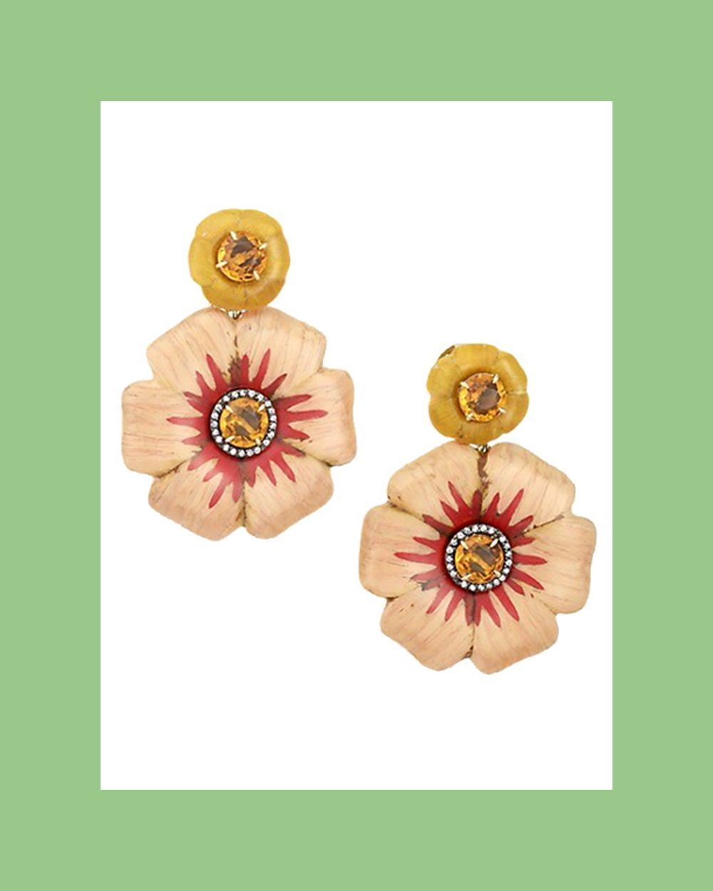 Marquetry 18K Rose Gold & Multi-Stone Flower Earrings
