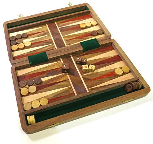 Fair Trade Wooden 12" Folding Backgammon Set
