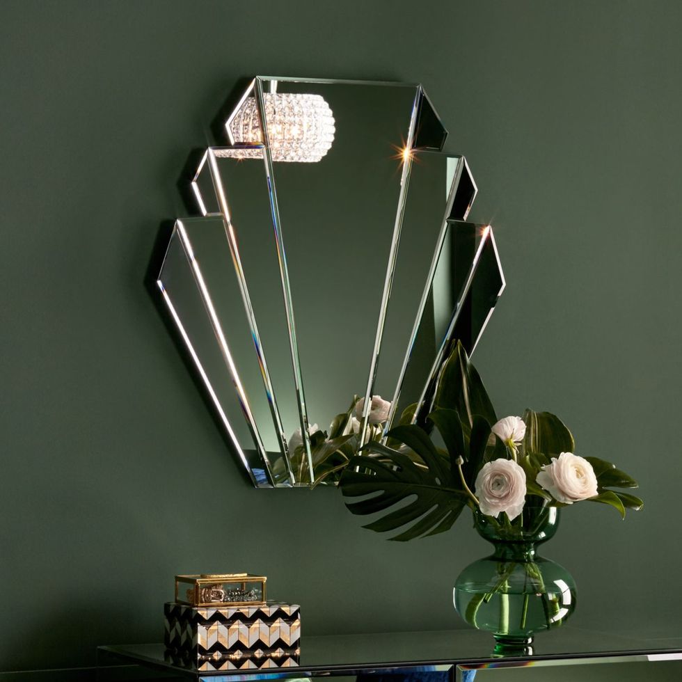 Deco Smoked Glass Mirror, 76 x 76cm