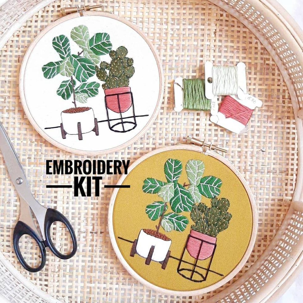 Fiddle Leaf Fig and Prickly Pear Embroidery Kit