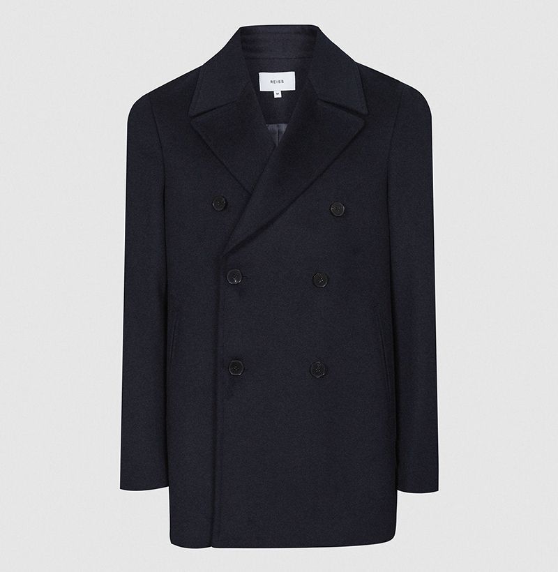 Giovanni Navy Wool-Blend Peacoat