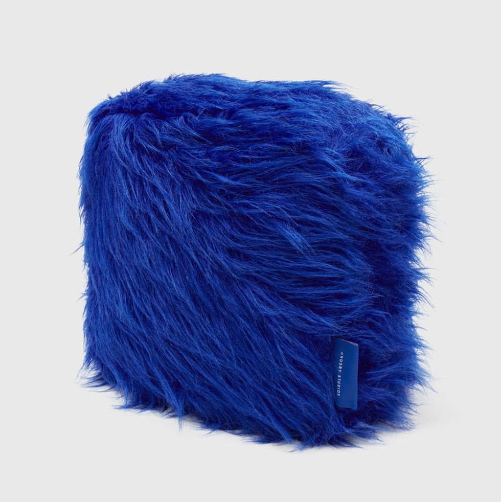 Blue Furry Pillow
