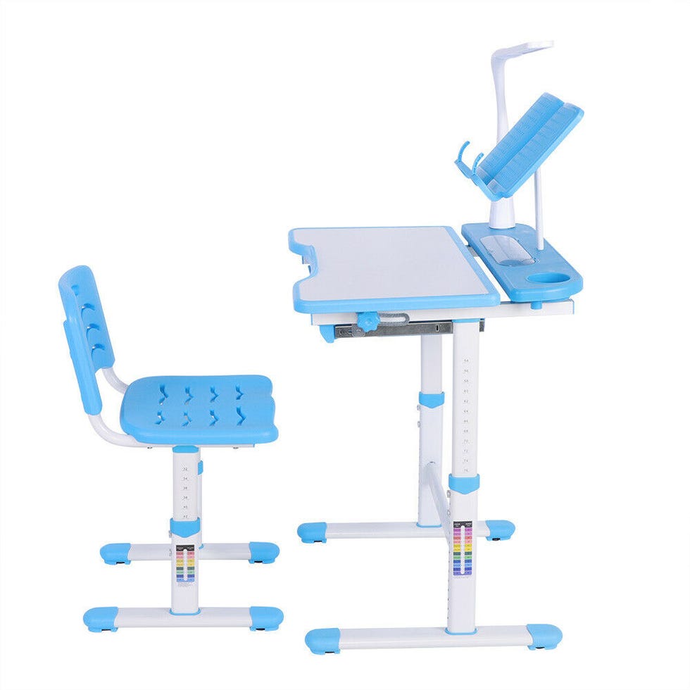 Ergonomic Adjustable Children's Writing Table & Chair, Blue 
