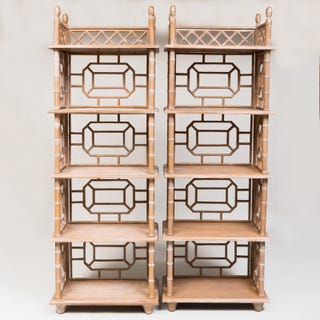 Pair of Faux Bamboo Painted Five-Tier Étagères