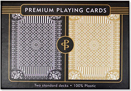Black & Gold Premium Plastic Playing Cards, Set of 2
