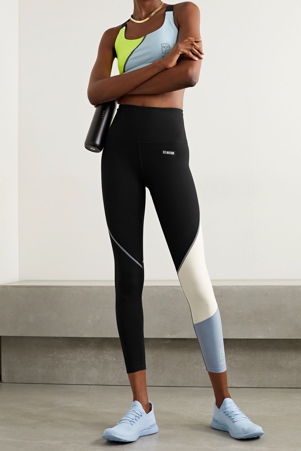 Retriever appliquéd color-block stretch leggings