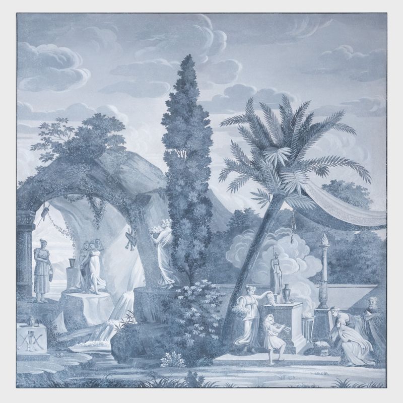 Grisaille Wallpaper Panel, in the Manner of Dufour