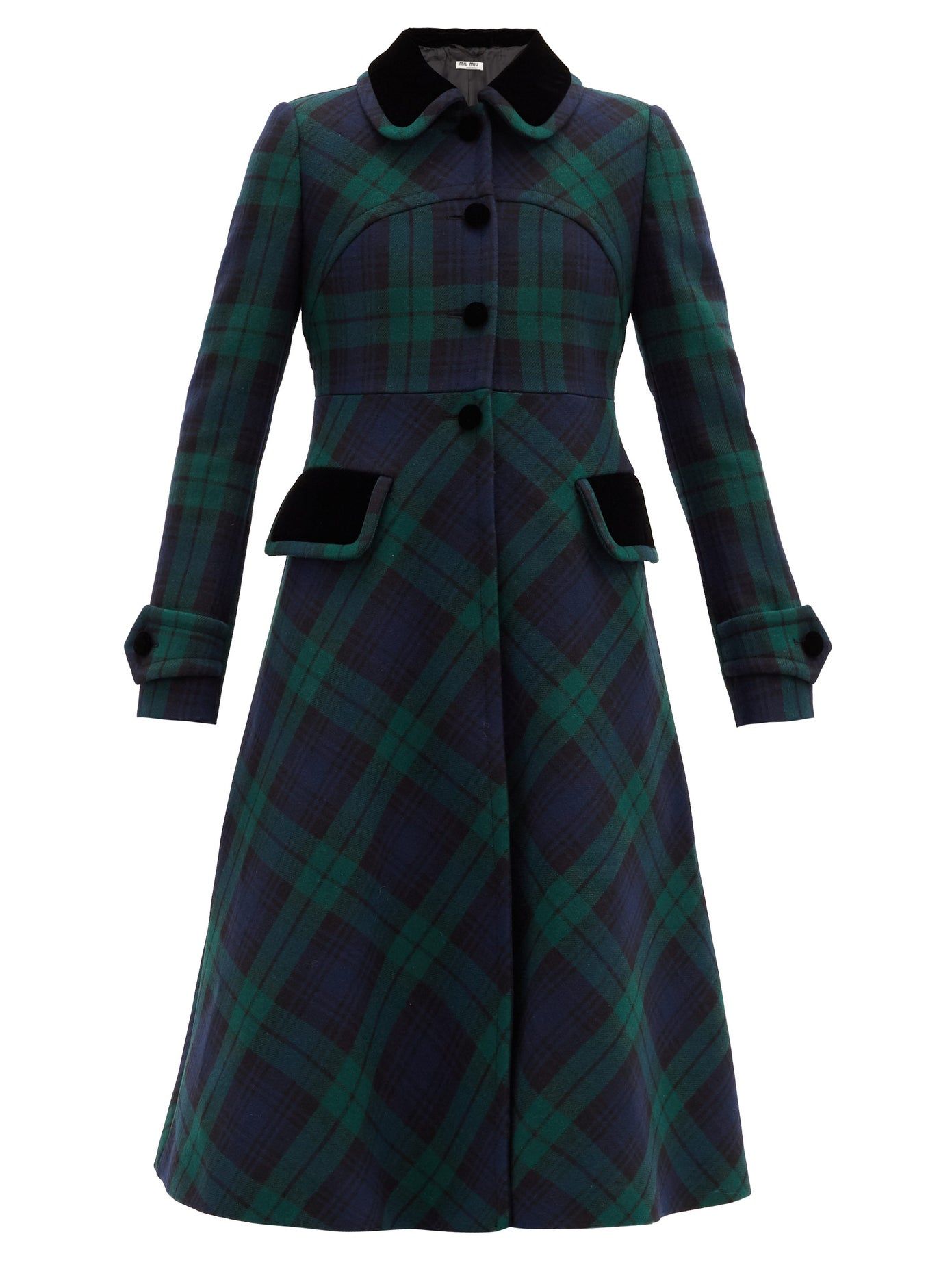 Miu miu red discount and green plaid coat