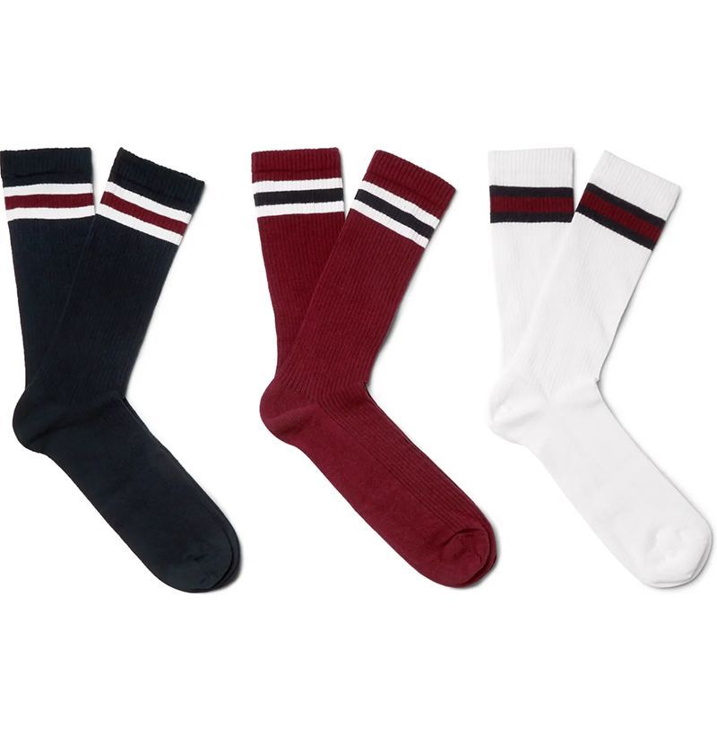 Three-Pack Bjorn Striped Cotton-Blend Socks