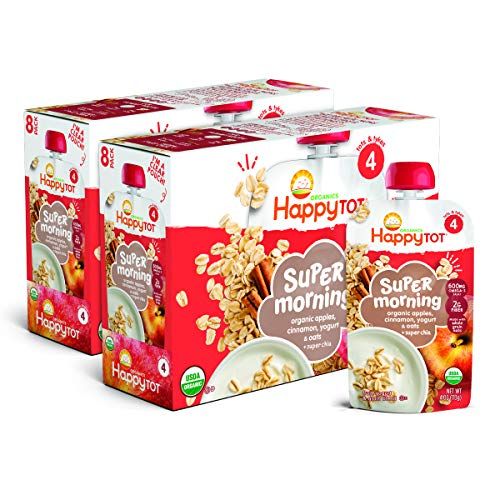 Happy Tot Organic Stage 4 Super Morning Apple Cinnamon Yogurt Oats + Super Chia (8-Pack)