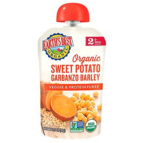 Earth's Best Organic Stage 2 Baby Food, Sweet Potato Garbanzo Barley (12-Pack)