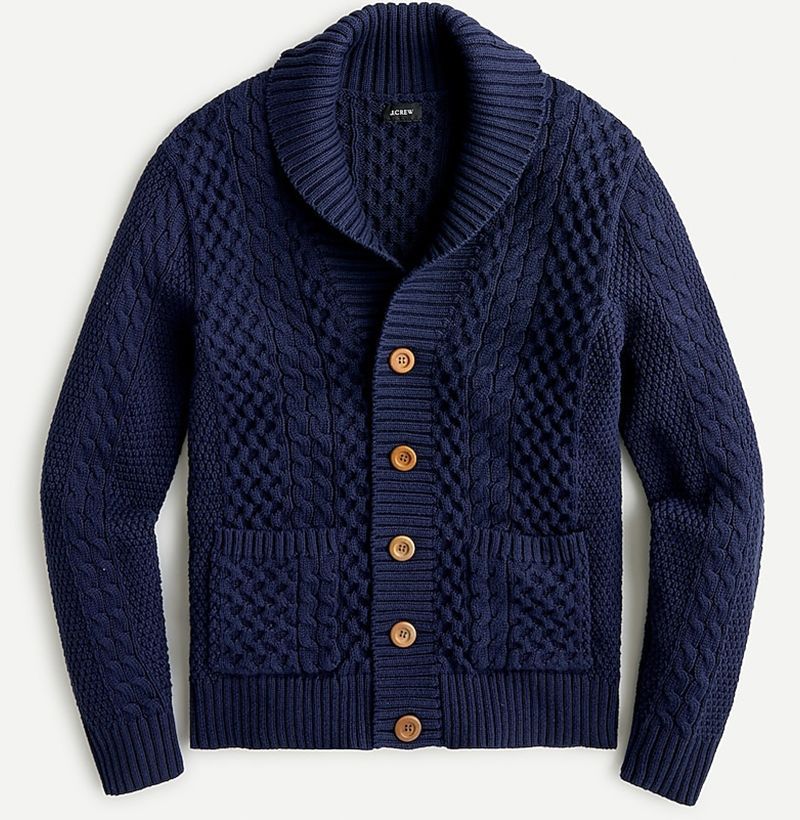 shawl neck mens cardigan