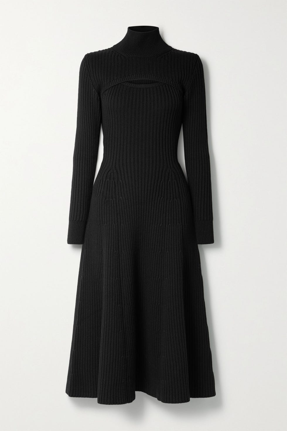 Wool turtleneck midi dress