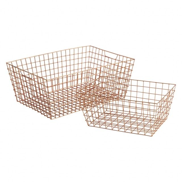 Stanford Set of 2 copper wire storage baskets