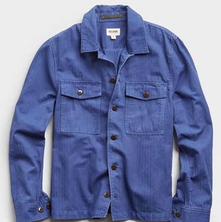 Italian Herringbone CPO Jacket in French Blue Italian Herringbone CPO Jacket in French Blue