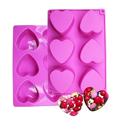 6-Cavity Diamond Heart Silicone Mold for Baking Non-Stick Valentines Day Chocolate Bomb Molds Silicone Heart Shaped Candy Ice Cube Tray Soap Making