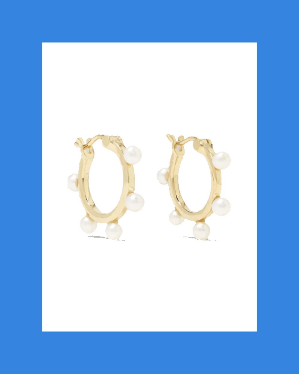 14-Karat Gold Pearl Hoop Earrings