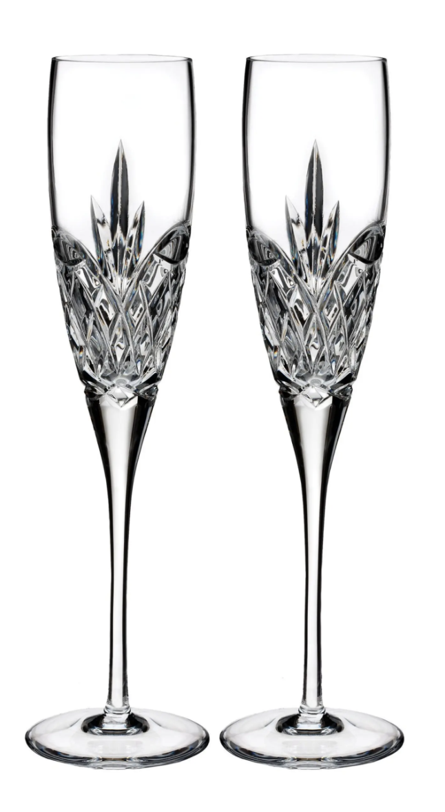 Love Forever Set of 2 Lead Crystal Champagne Flutes