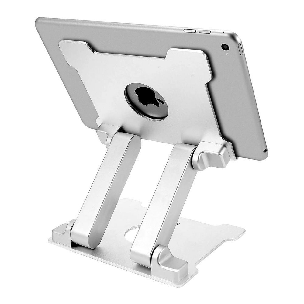 Portable Plastic & Steel Desktop Stand Smartphone Tablet Clamp Holder Stand,White