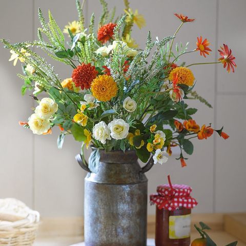 Artificial Flowers in a Vase Arrangement: Wildflowers and Pink Daisies