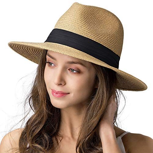2 Pack Fedora Hats for Women Wide Brim Floppy Felt Hats with UV Protection for Winter