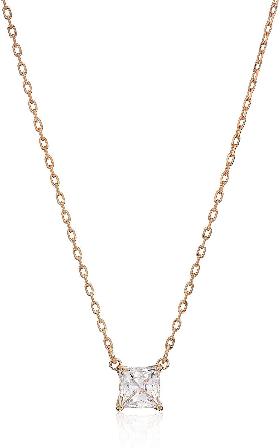 Pendant Necklace with a Square Cut Clear Crystal 