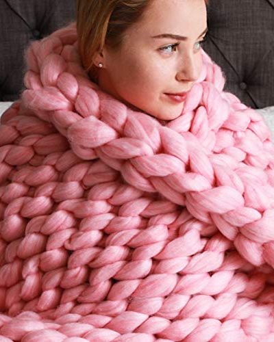 Pink Chunky Knit Blanket