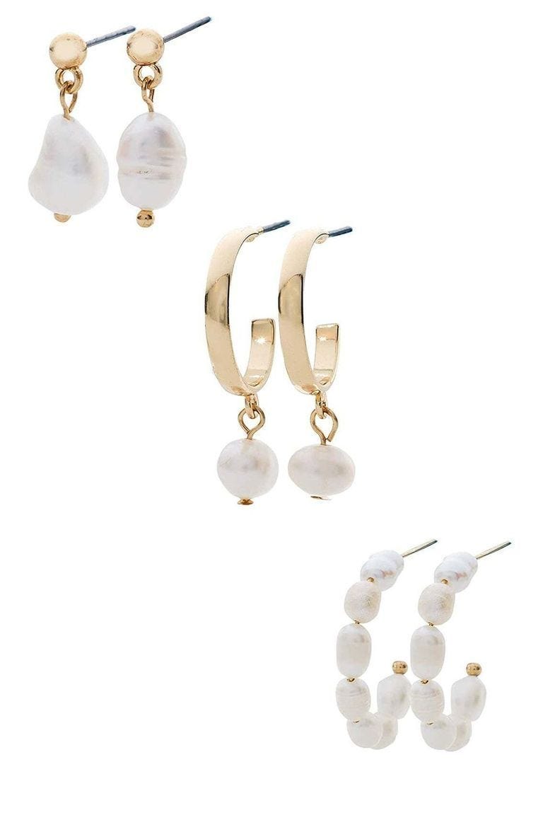 'Tis The Season Pearl Huggie Set (Set of Three) 
