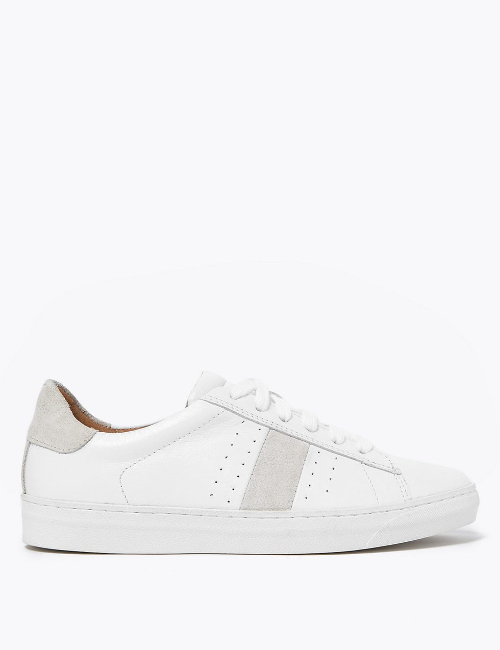 M&S Collection Leather Lace Up Side Stripe Trainers