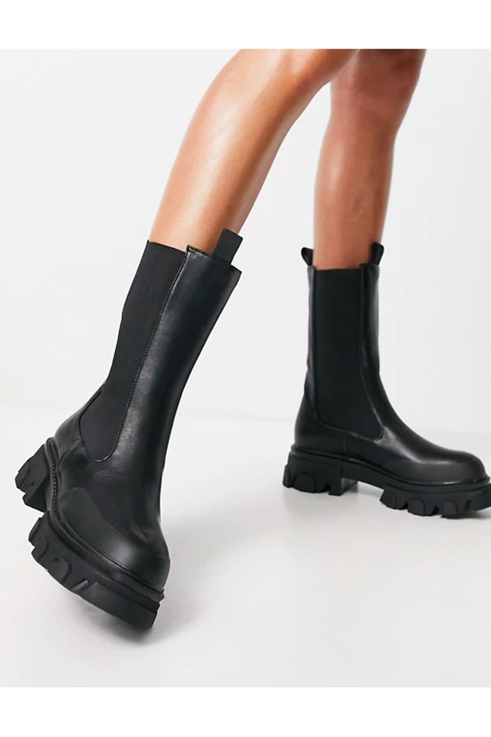 Wide Fit Boston Pull-On Chunky Boots