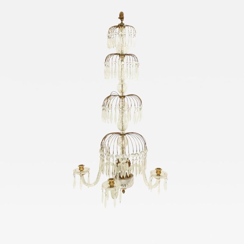 Regency-Style Monumental Crystal-and-Brass Tiered Wall Sconce