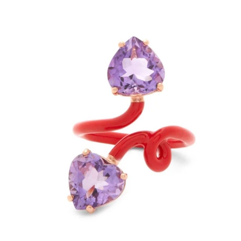 【二月份生日石】紫水晶珠寶推薦：Bea Bongiasca紅色琺瑯紫水晶戒指