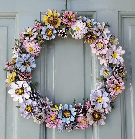 Handmade pine cone wreath