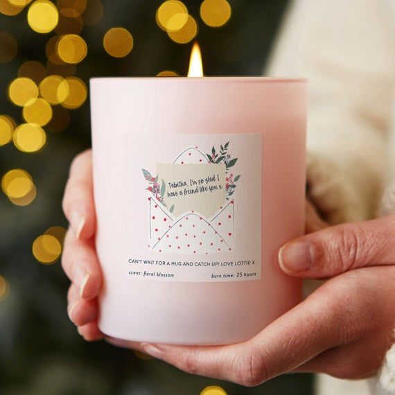 Kindred Fires Friendship Personalised Pink Candle