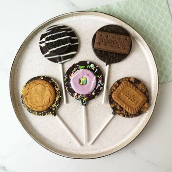 Vegan Biscuit Chocolate Lollipop Letterbox Set, £11.95
