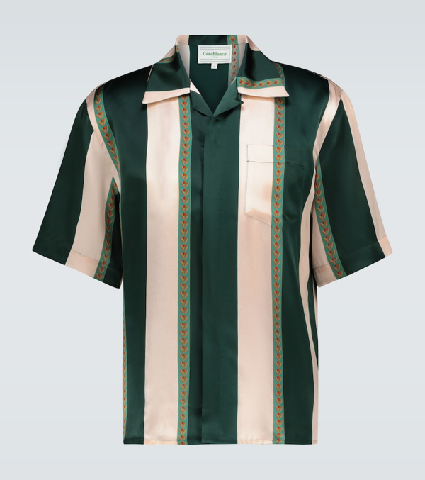 Laurel Striped Silk Bowling Shirt 