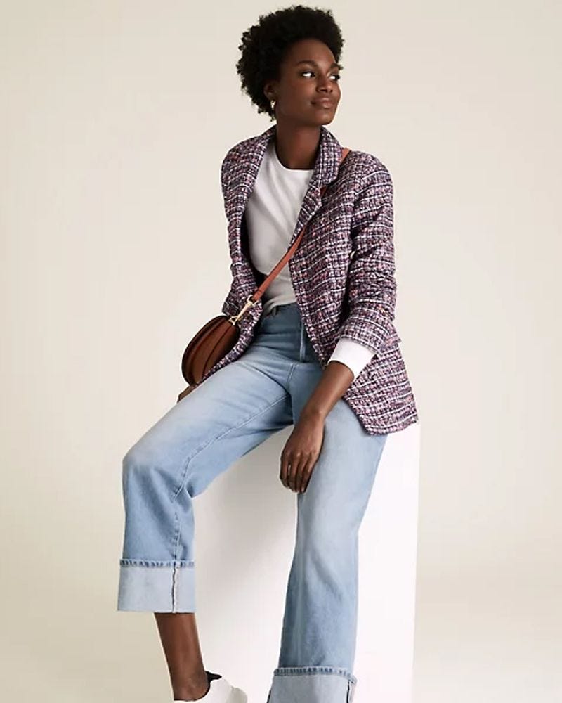 M&S Collection Tweed Straight Longline Blazer