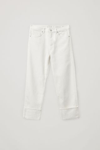Organic cotton straight turn-up jeans