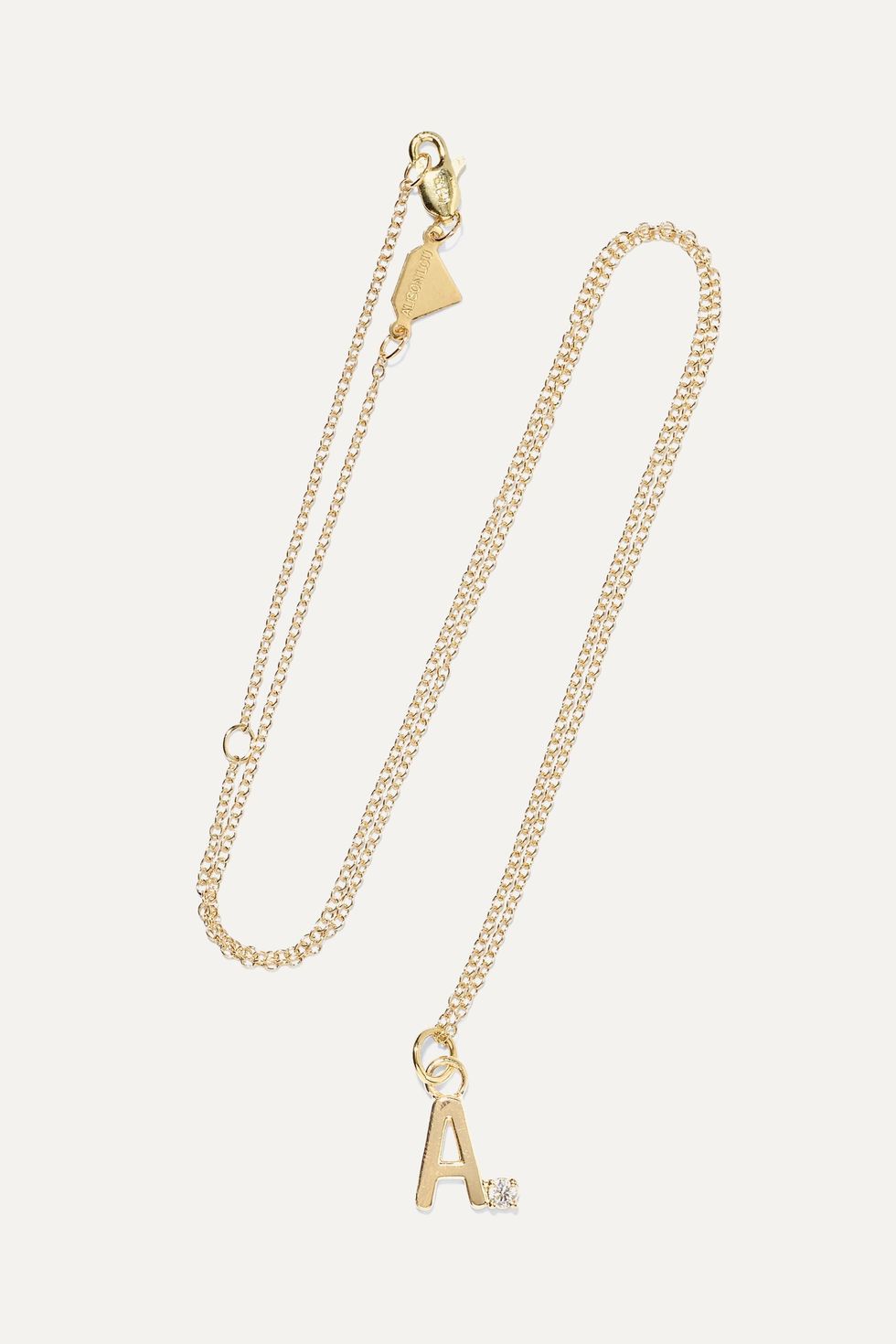Letter 14-karat gold diamond necklace