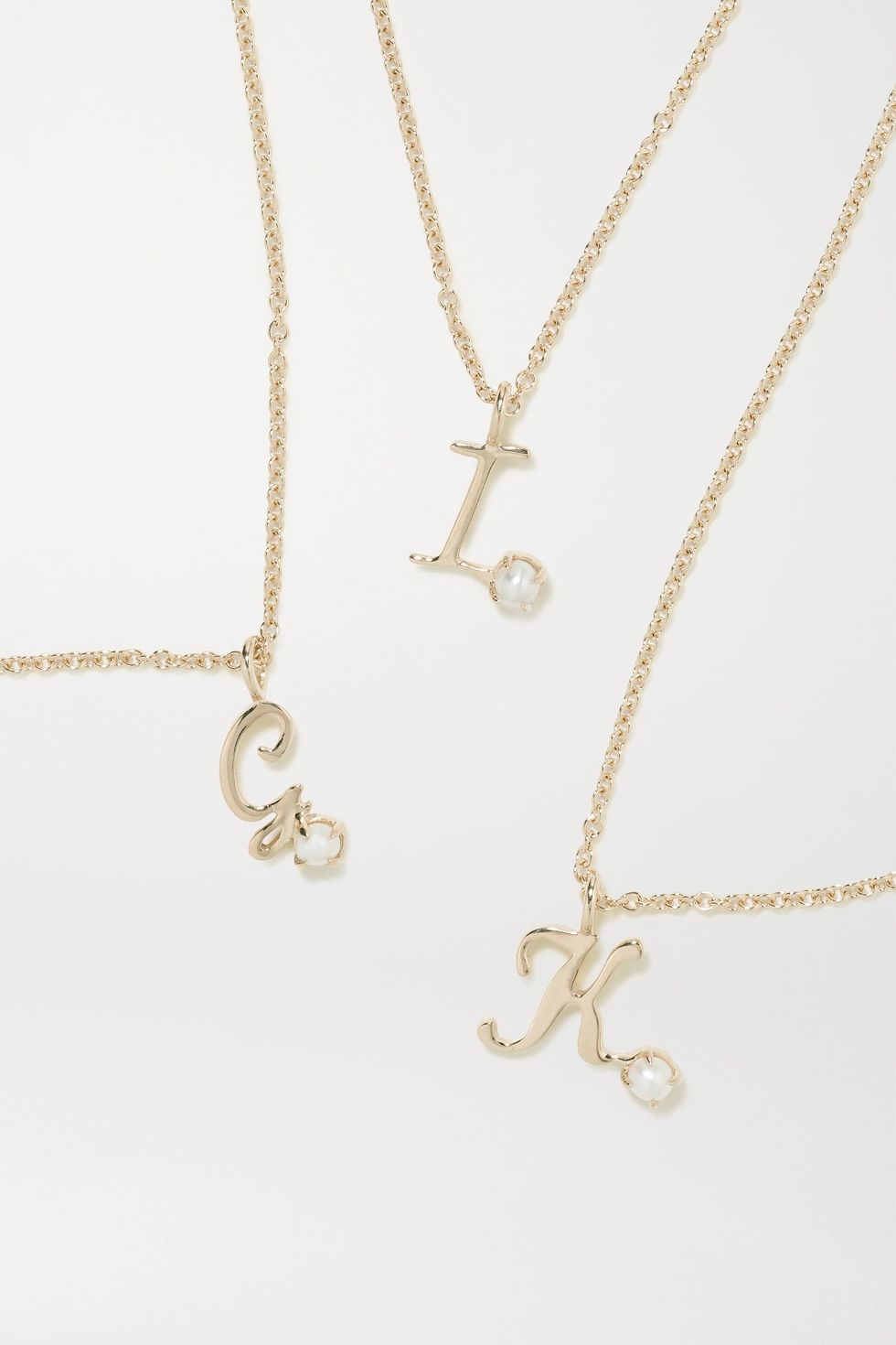 Alphabet 9-karat gold pearl necklace