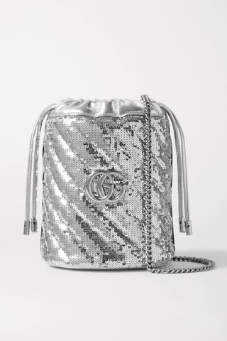 GG Marmont mini sequined leather bucket bag