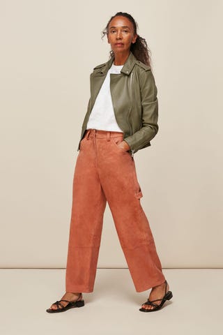 Suede Leather Cargo Trouser